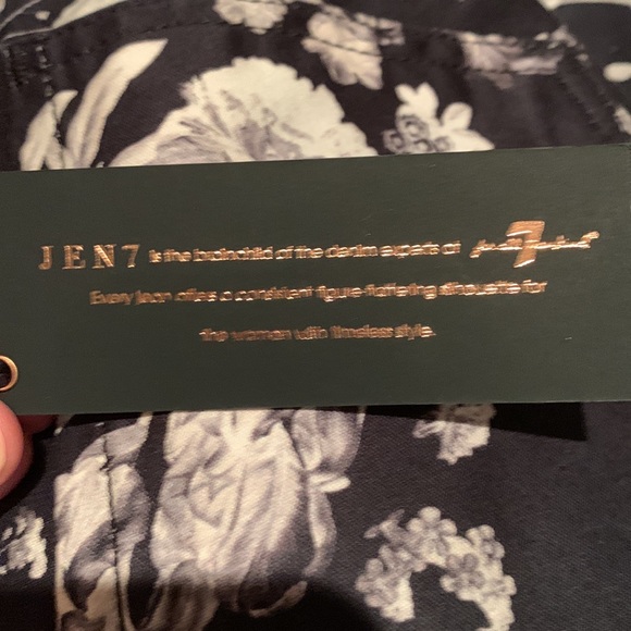 JEN 7 FOR ALL MANKIND SPECIAL DYED ANKLE SKINNY JEANS BLACK WHITE GRAY FLORAL - Picture 14 of 15